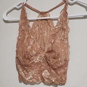 BKE Essentials Lace Bralette in Tan